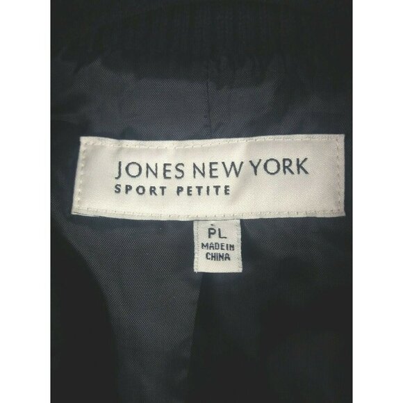 Jones NY Sport Petites Large Jacket Black Gray Drawstring Snap Up Casual - Picture 6 of 7